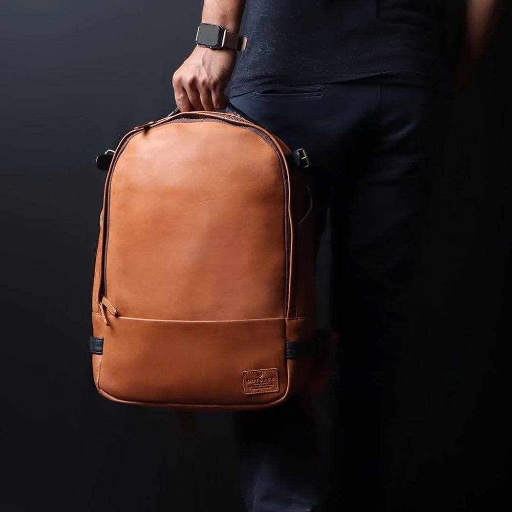 Outback Mustang Leather Backpack - Tan