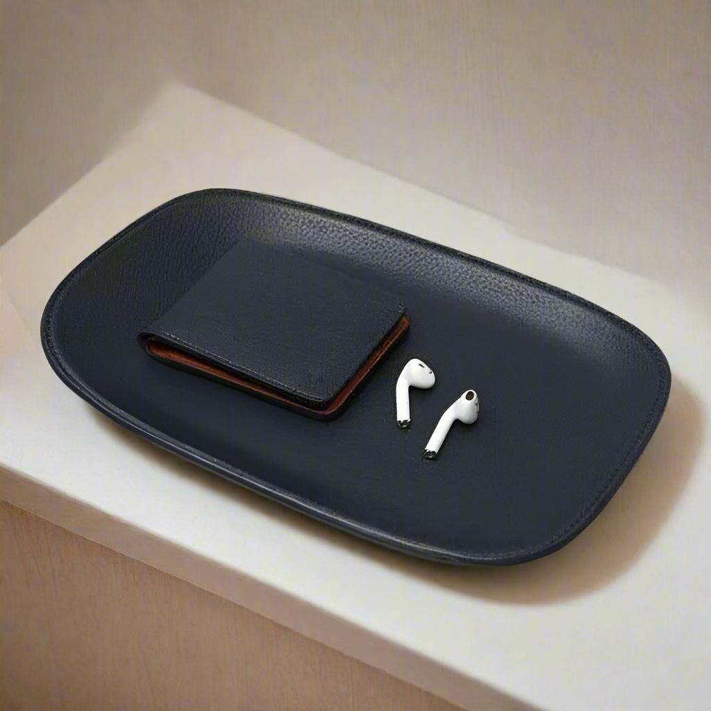 Tokyo Leather Tray Large - Navy