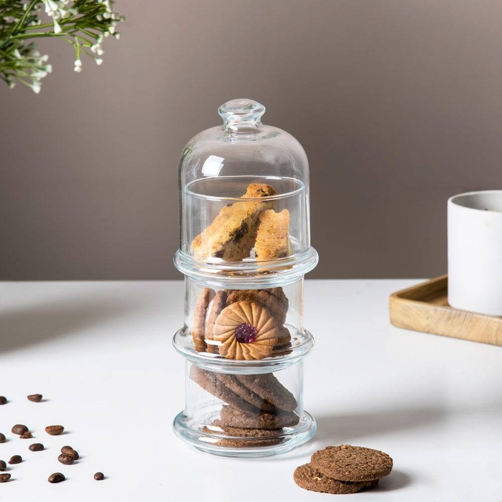 Pasabahce Villa Patisserie Service Glass Bowl Set with Dome Small