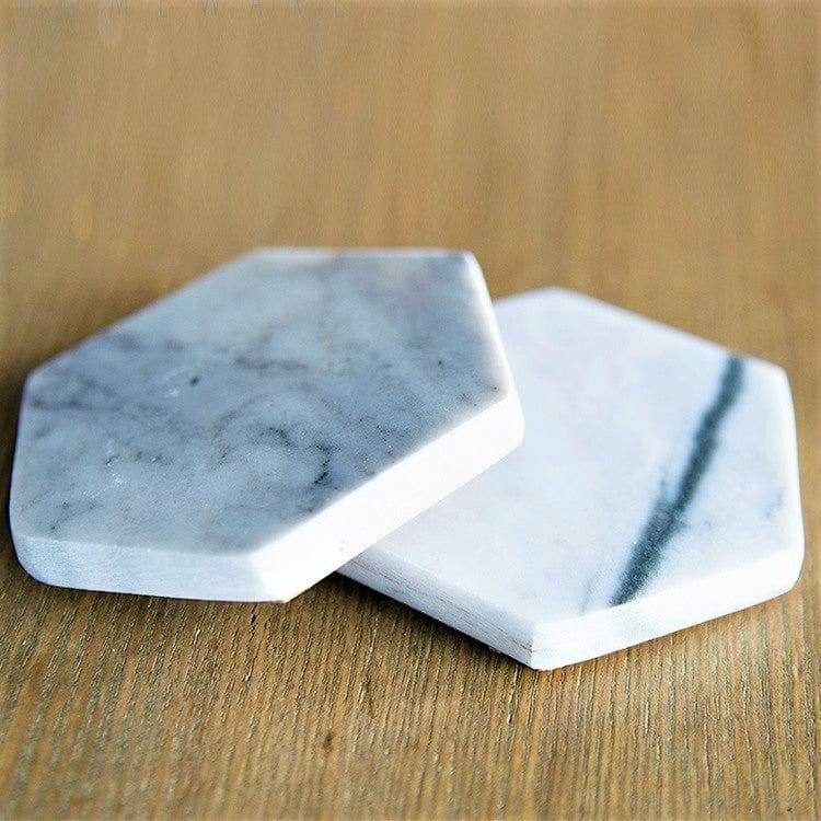 Philosophy Home Hexagon Marble Coasters, Set of 2