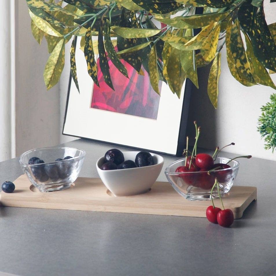 Philosophy Home Pear Serving Bowls with Bamboo Base