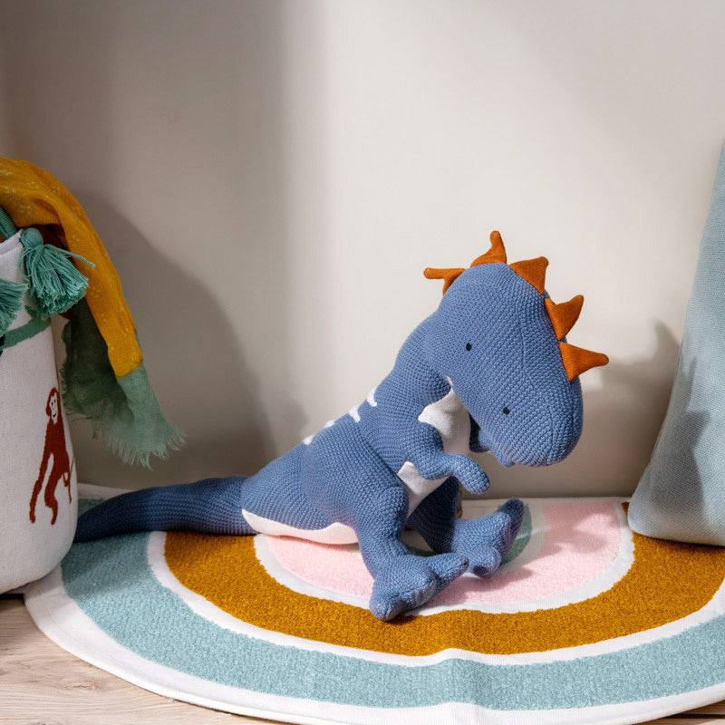 Pomme Knitted Soft Toy - Blue Dinosaur