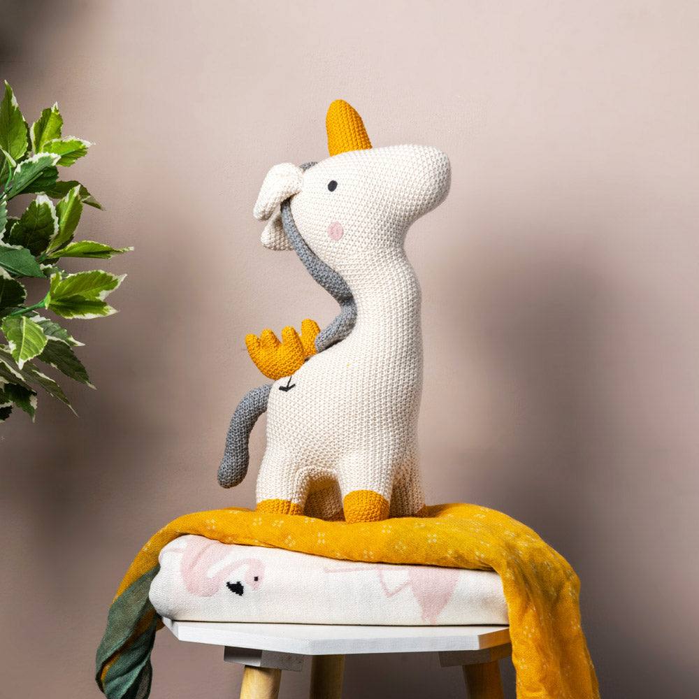 Pomme Knitted Soft Toy - Cream Unicorn