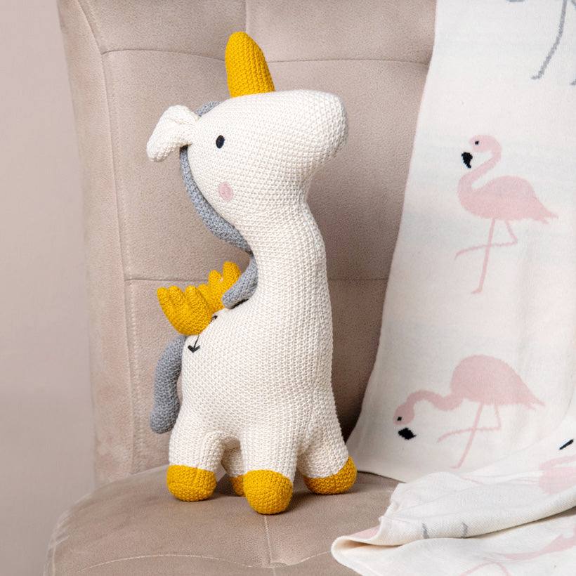 Pomme Knitted Soft Toy - Cream Unicorn