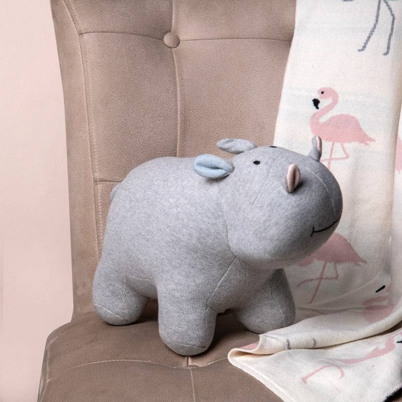 Pomme Knitted Soft Toy - Grey Hippo