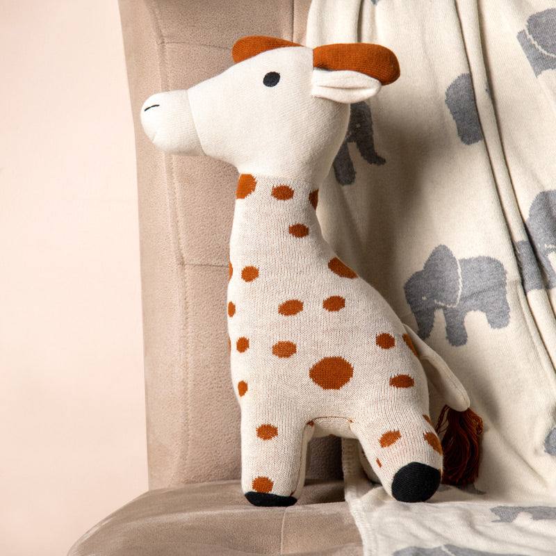 Pomme Knitted Soft Toy Ivory Giraffe Modern Quests