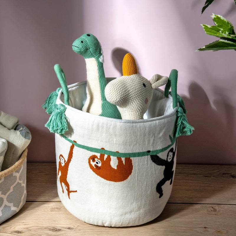 Pomme Knitted Storage Basket - Monkey Safari