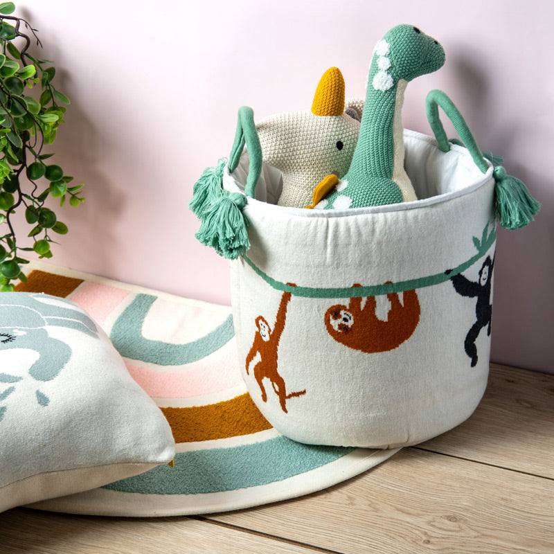 Pomme Knitted Storage Basket - Monkey Safari