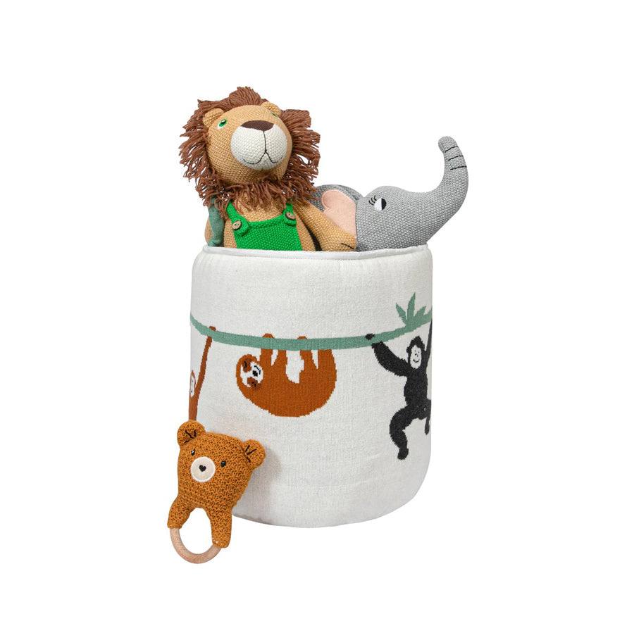 Pomme Knitted Storage Basket - Monkey Safari