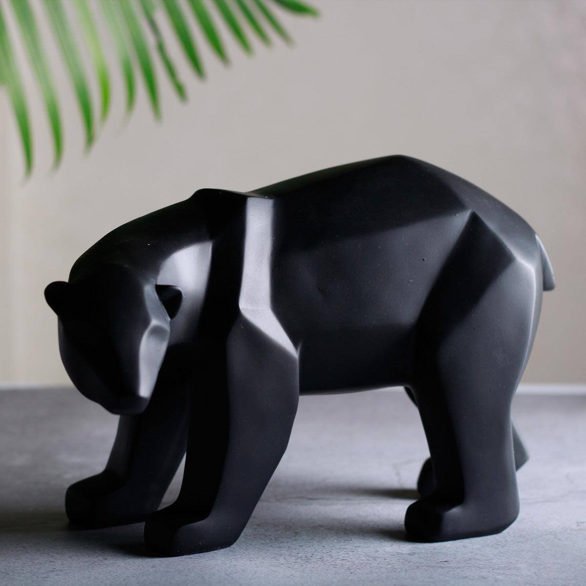 Present Time Bear Faceted Sculpture Large - Black