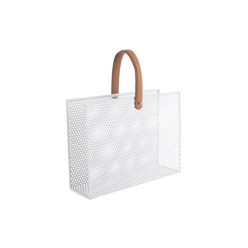 Present Time Mesh Magazine Rack - White