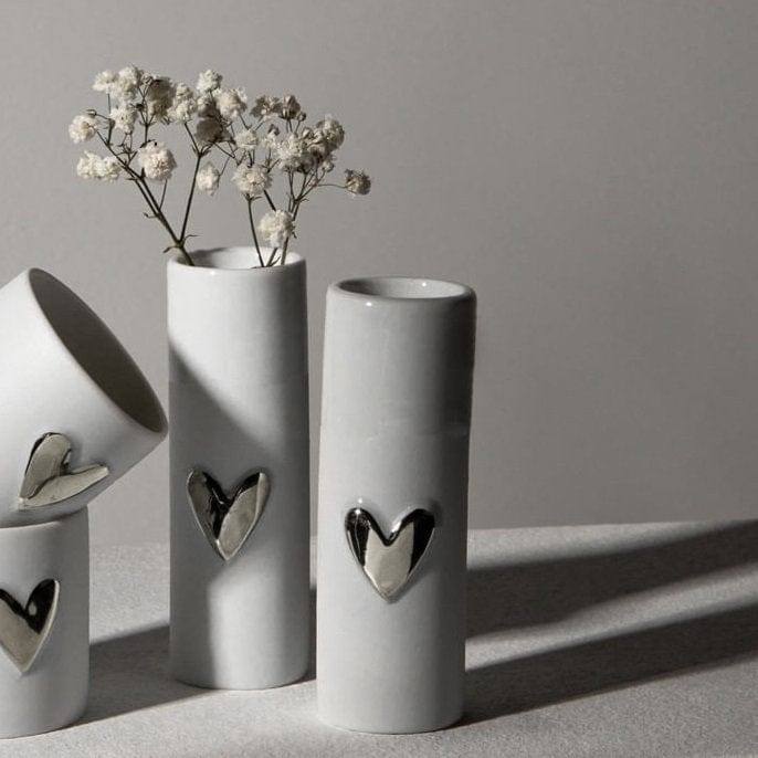Rader Germany Heart Mini Vases, Set of 2 - Silver