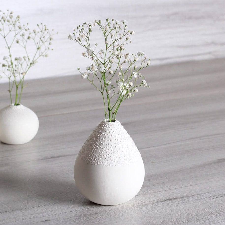 Rader Germany Pearl Dotted Bulb Mini Vase - White