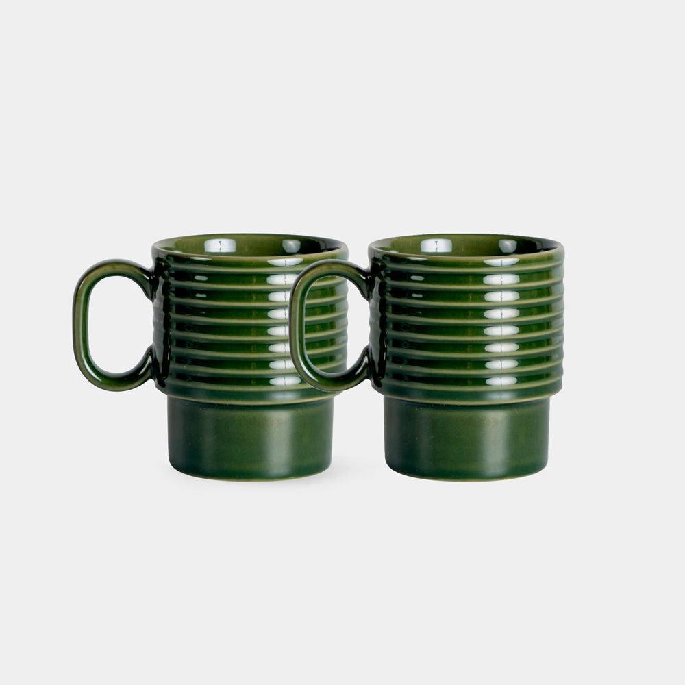 Coffee & More Coffee Mugs, Set of 2 - Green