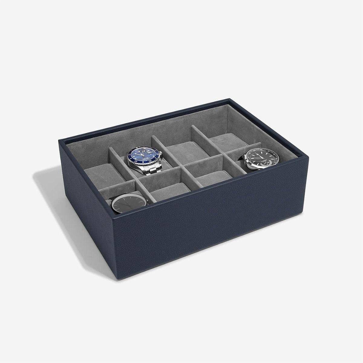 Stackers London 8-pc Watch Box with Acrylic Lid - Navy Blue