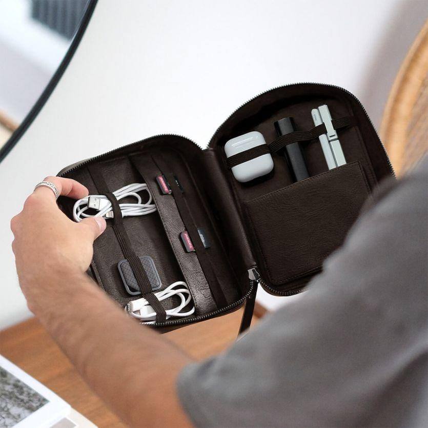 Stackers London Cable Tidy Bag - Brown