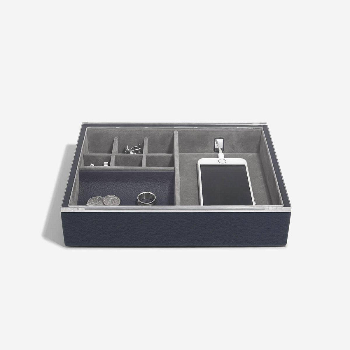 Stackers London Desk Valet With Acrylic Lid - Navy