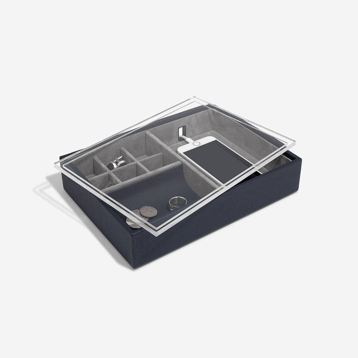 Stackers London Desk Valet With Acrylic Lid - Navy