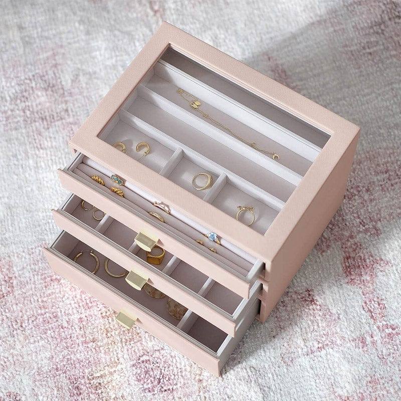 Jewellery Box Triple Drawers Medium Blush Pink
