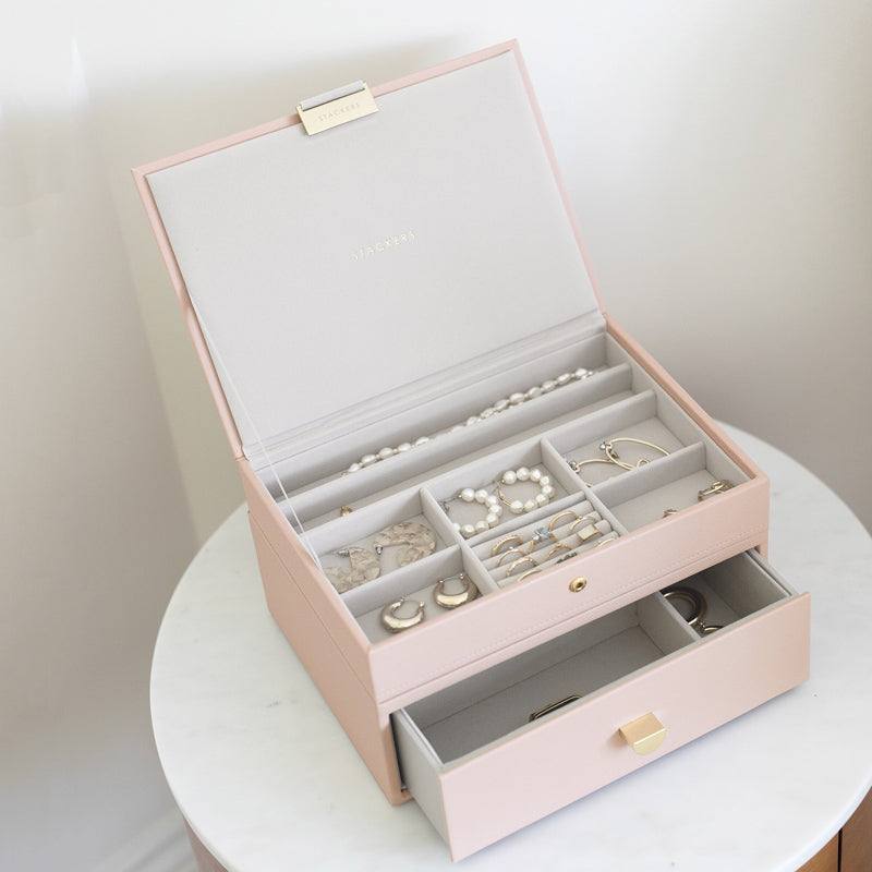 Stackers London Jewellery Box with Deep Drawer Medium - Blush Pink