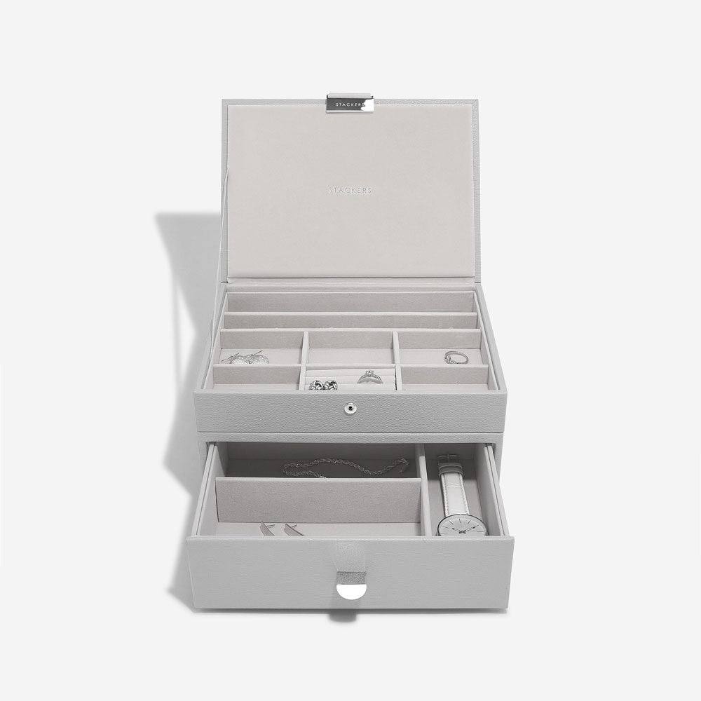 Stackers London Jewellery Box with Deep Drawer Medium - Pebble Grey