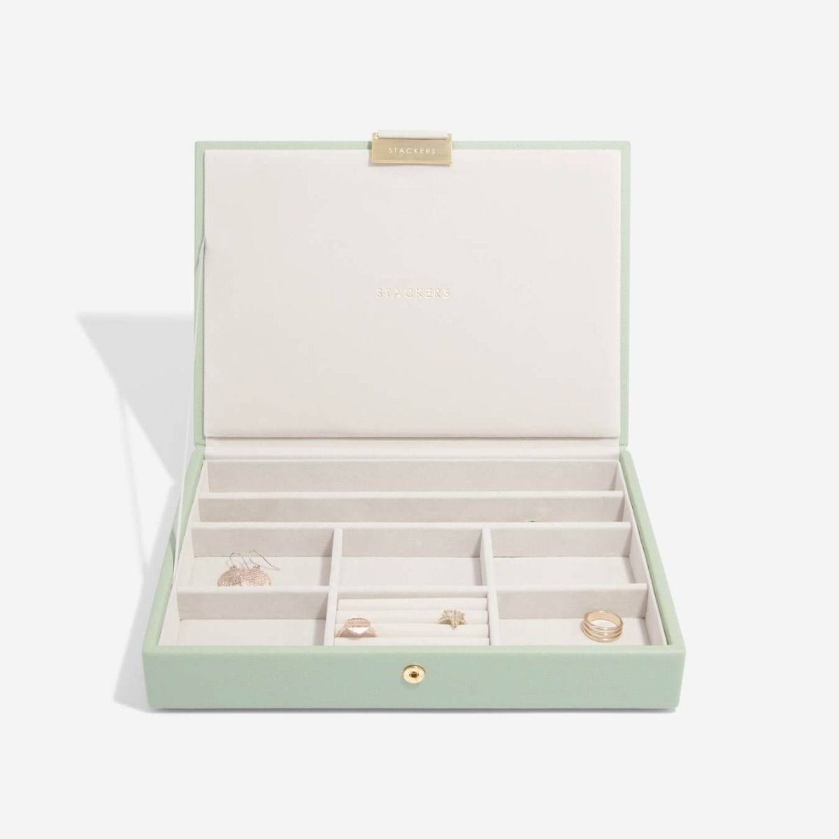 Stackers London Jewellery Box with Lid Medium - Sage Green