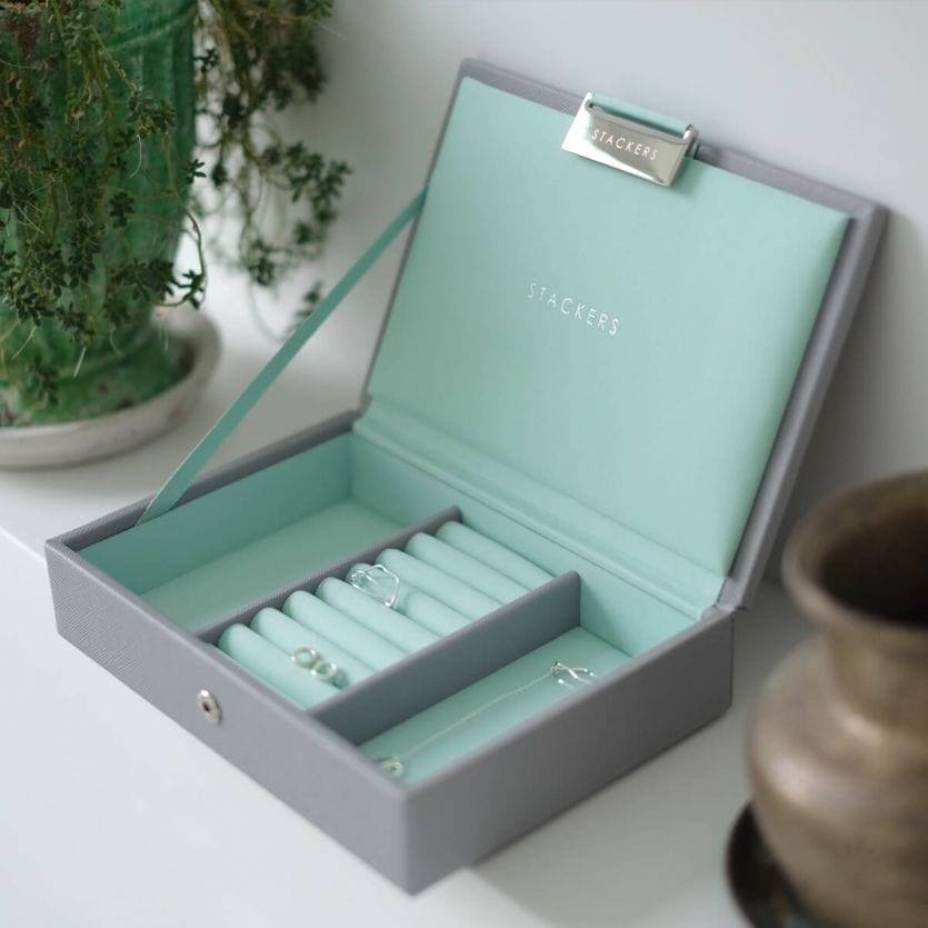 Stackers Jewellery Box with Lid Small Grey Mint