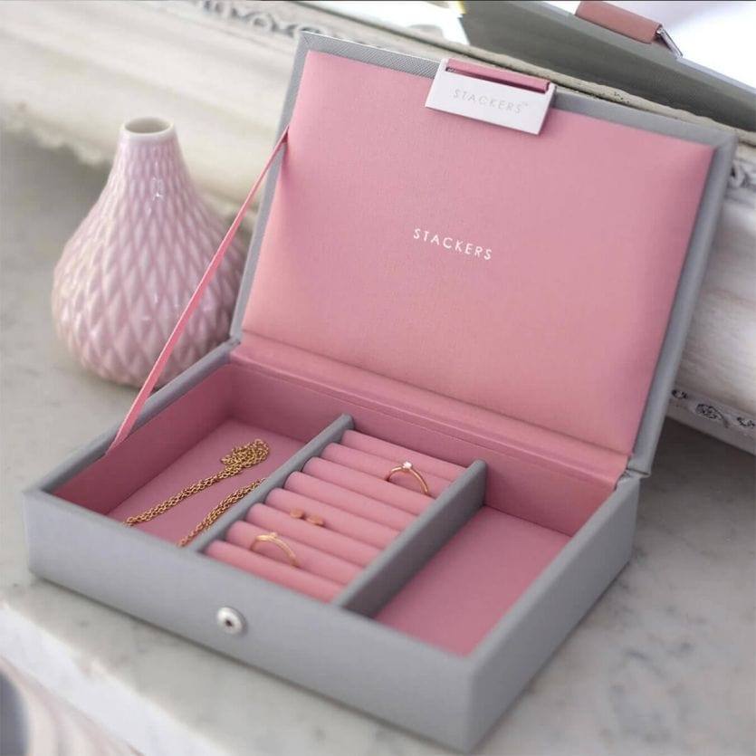 Stackers Jewellery Box with Lid Small Grey Rose