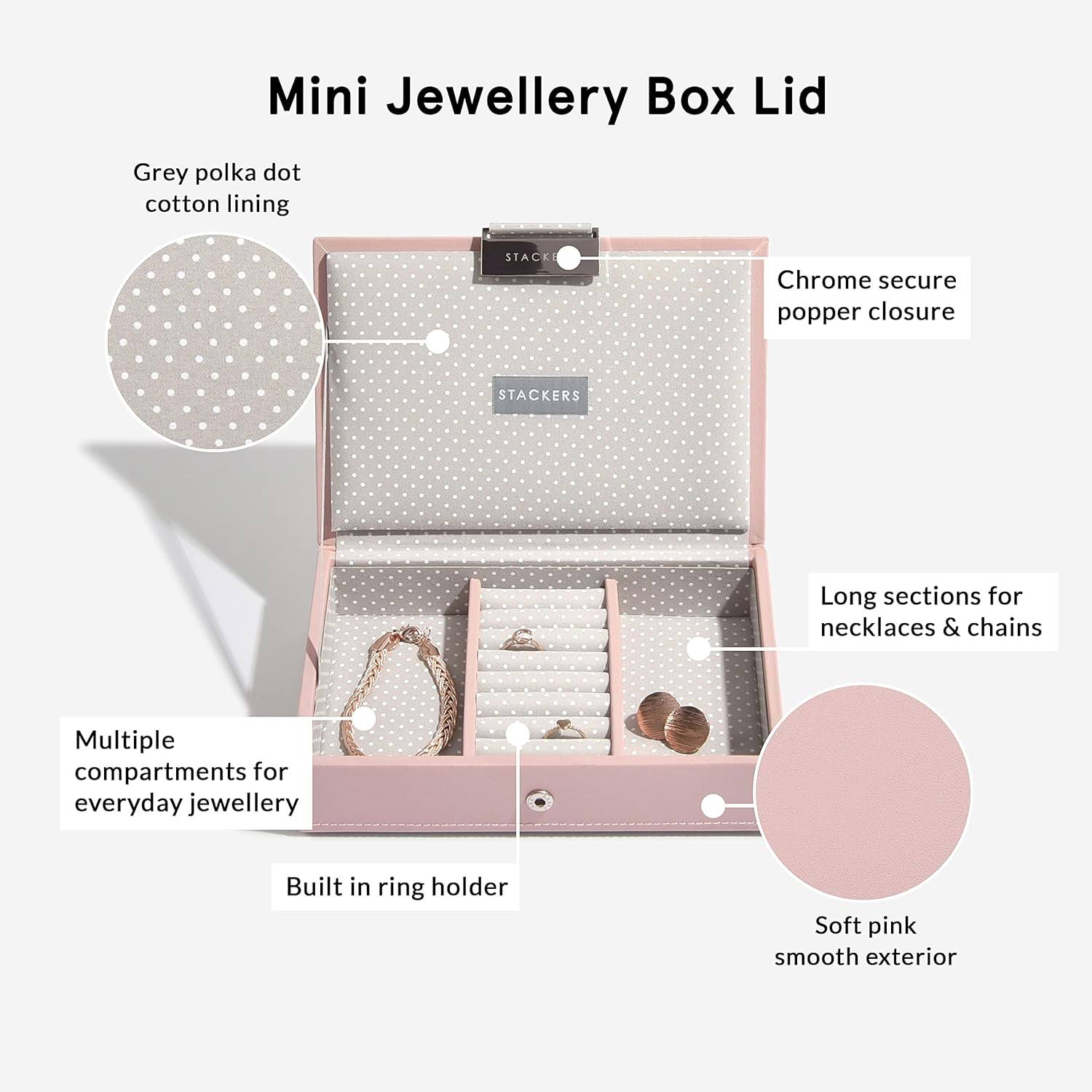 Stackers London Jewellery Box with Lid Small - Soft Pink