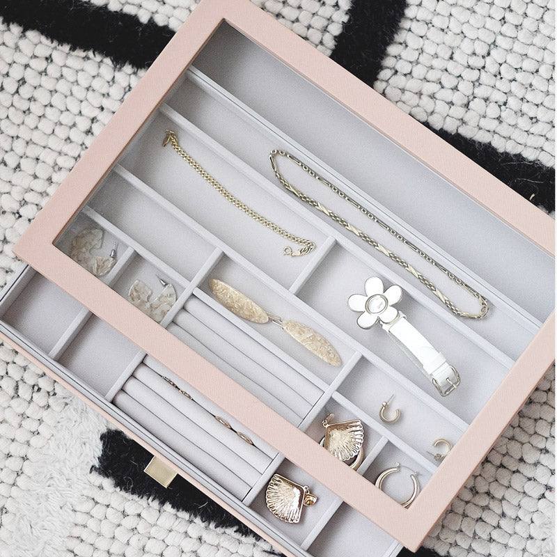 Stackers Jewellery Storage Drawer with Glass Window Large Blush Pink