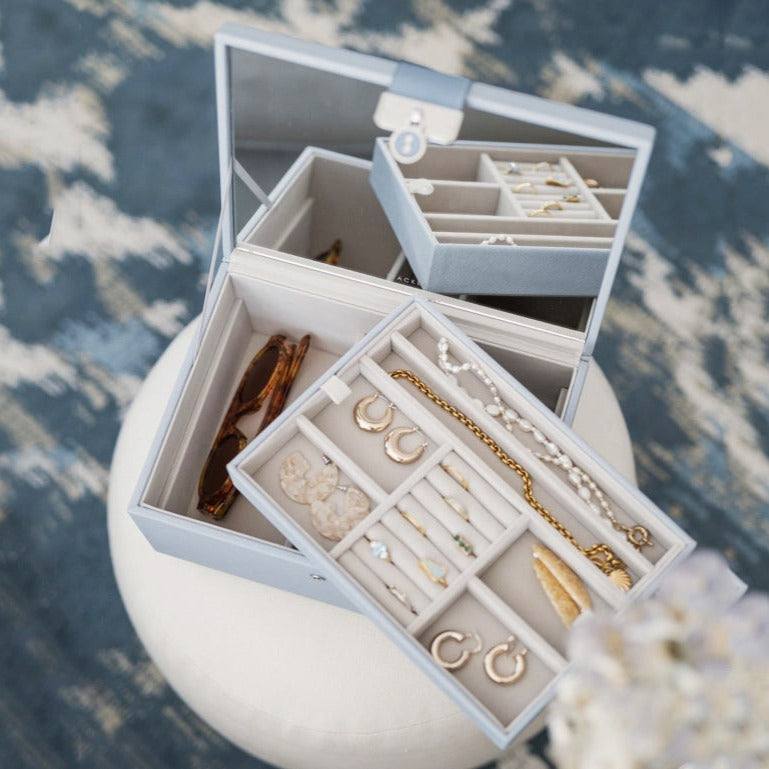 Luxury Classic Jewellery Box Dusky Blue