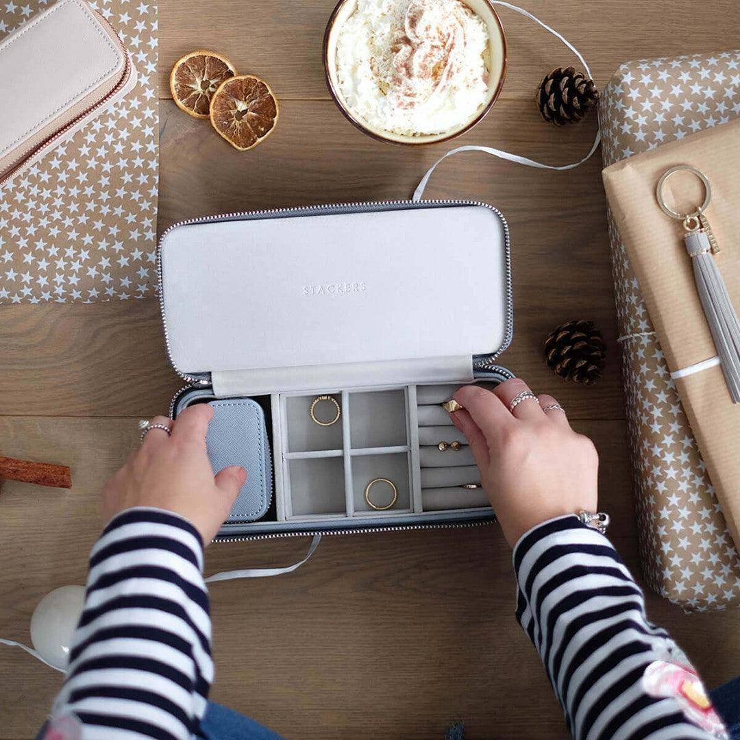 Stackers London Travel Jewellery Pouch Duo - Dusky Blue