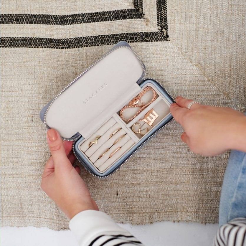 Stackers London Travel Jewellery Pouch Medium - Dusky Blue