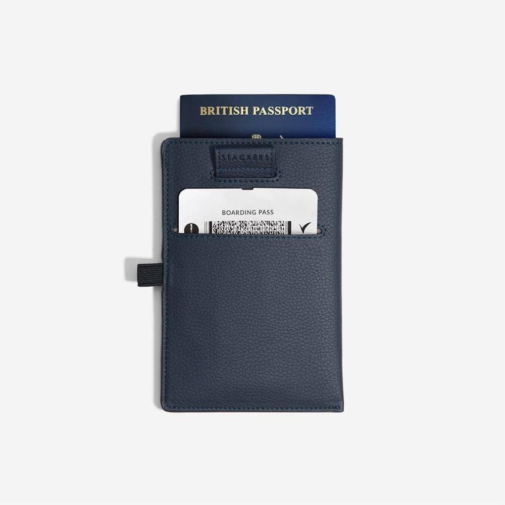 Stackers London Travel Passport Sleeve - Navy Blue