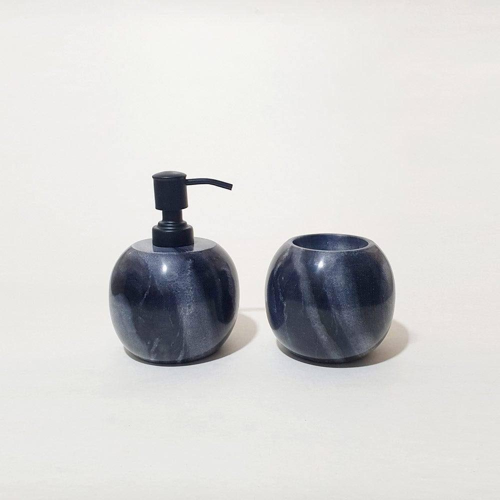The Handicraft Street Orb Soap Dispenser & Tumbler Set - Black Marble