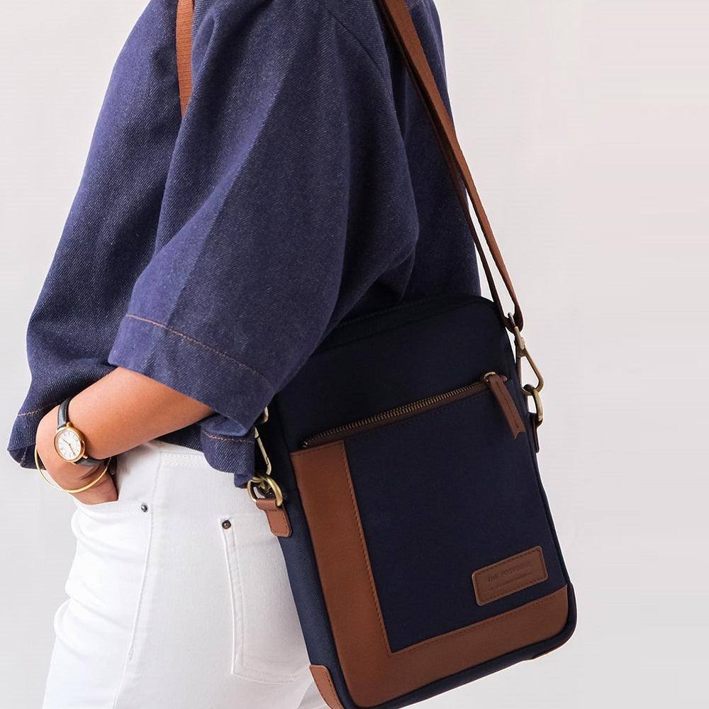The Postbox Caravan Cross Body Sling - Oxford Blue