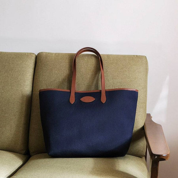 Navy Blue Canvas Tote Bag