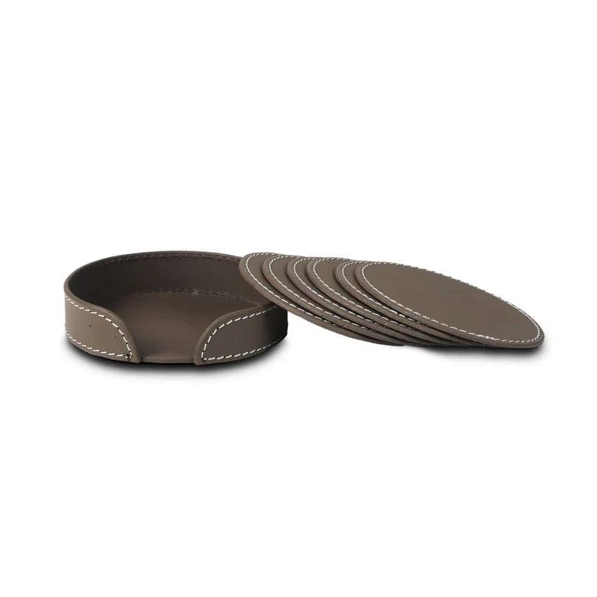 Three Sixty Modella Round Coasters, Set of 6 - Taupe