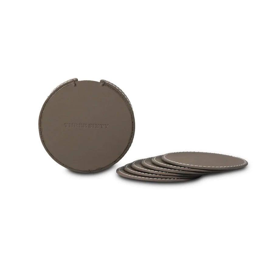 Three Sixty Modella Round Coasters, Set of 6 - Taupe