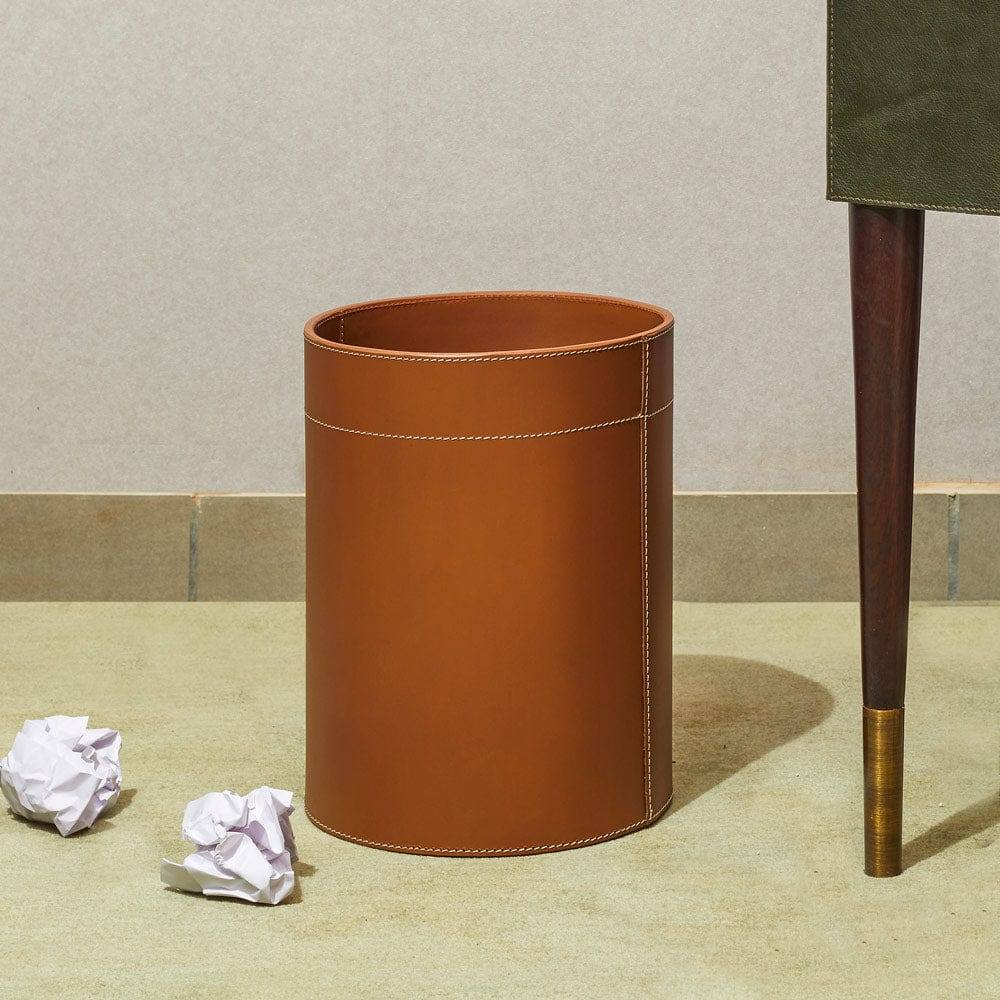 Three Sixty Modella Round Waste Basket - Cognac