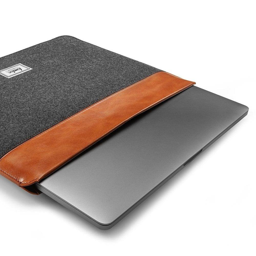 Tomtoc Grey Felt Laptop Sleeve - Tan 13 to 13.3 Inch