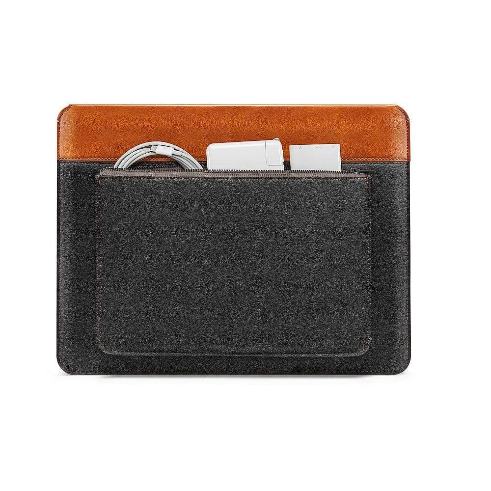 Tomtoc Grey Felt Laptop Sleeve - Tan 13 to 13.3 Inch