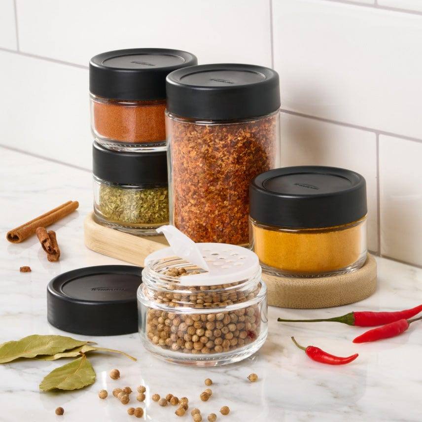 Trudeau Stackable Spice Storage Jars, Set of