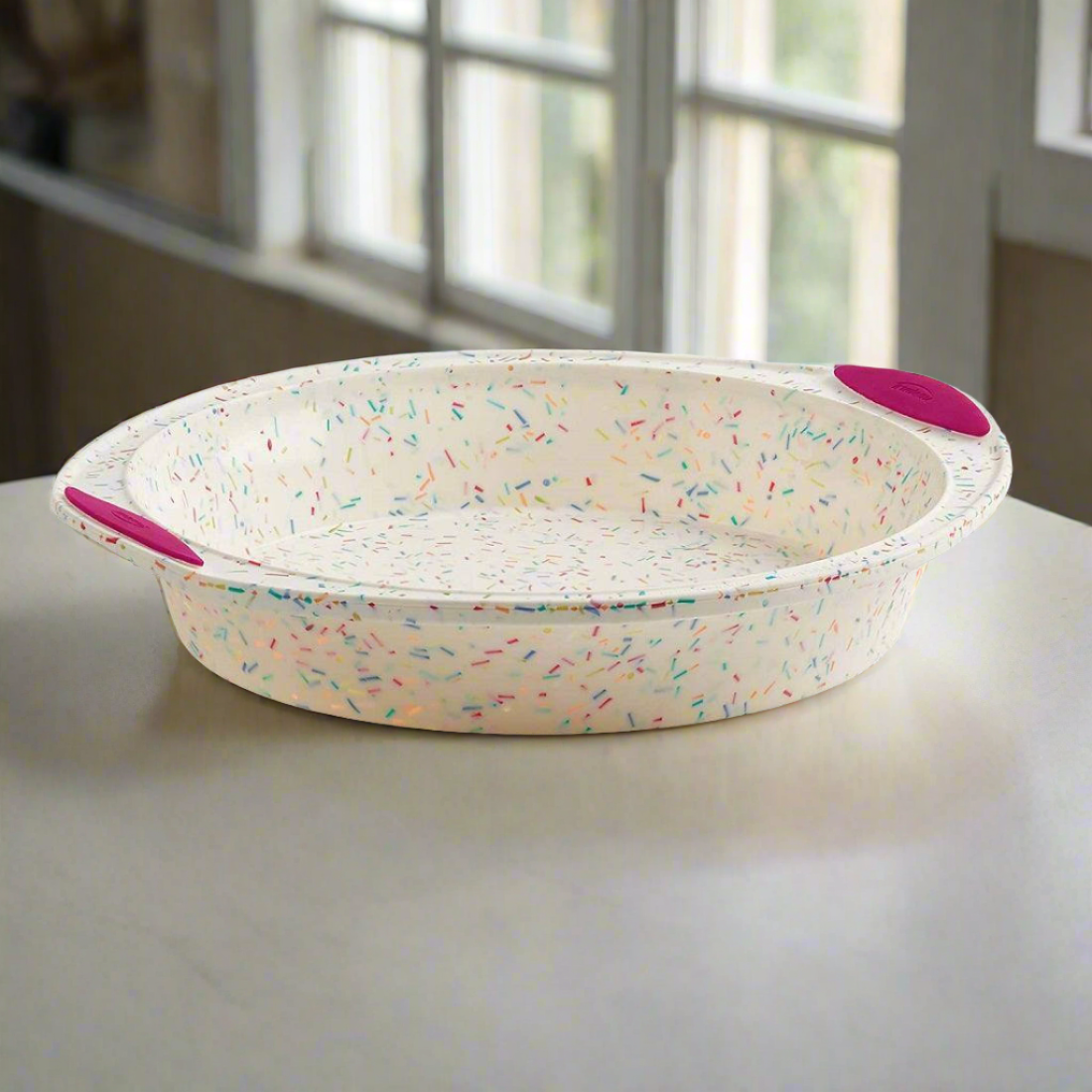 Structure Silicone Round Cake Pan - White Confetti