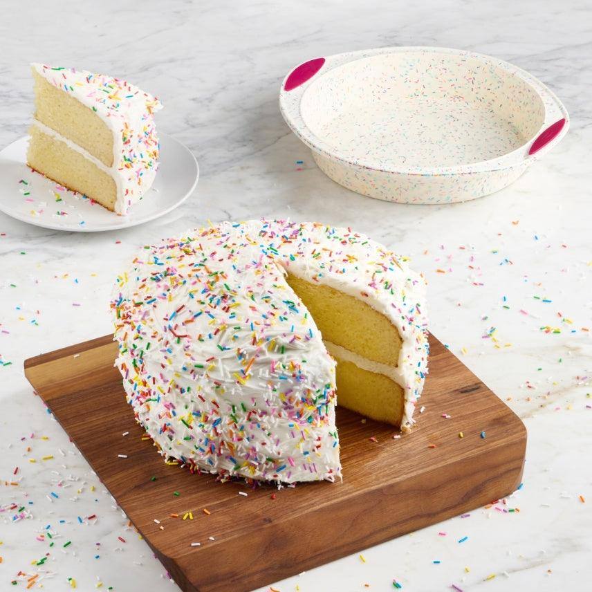 Trudeau Structure Silicone Round Cake Pan - White Confetti