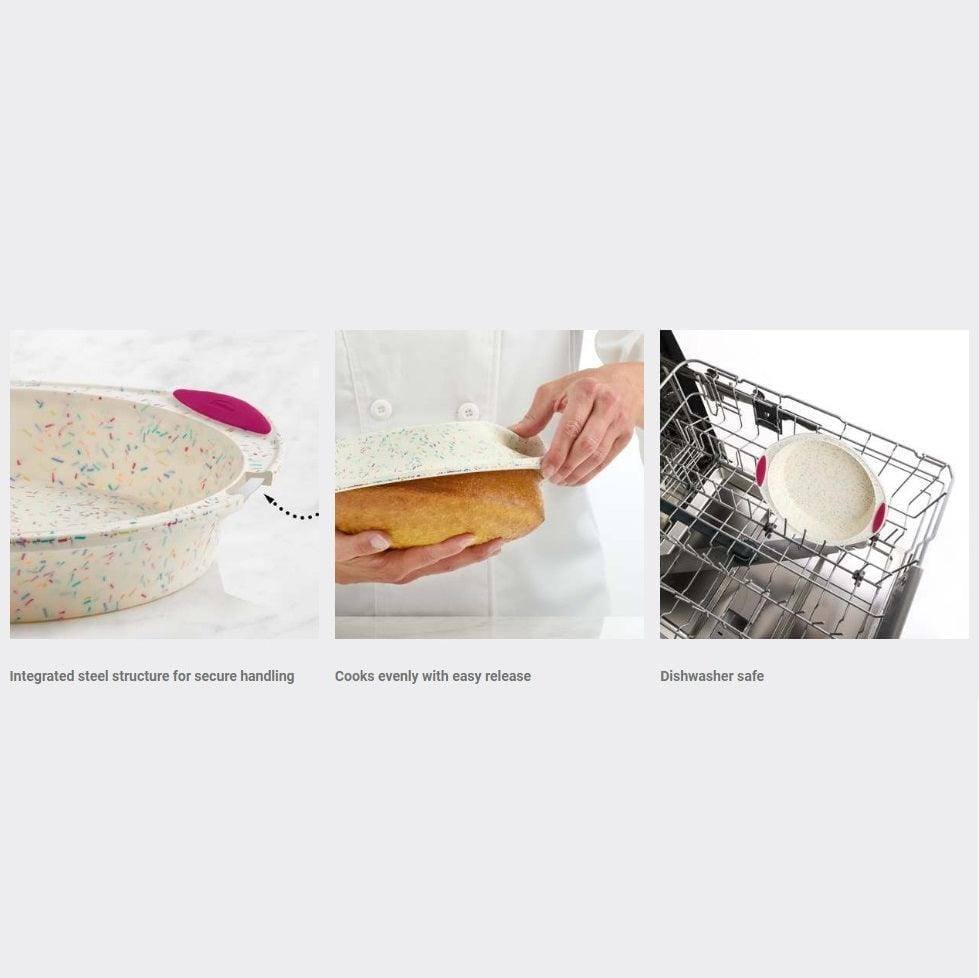 Trudeau Structure Silicone Round Cake Pan - White Confetti