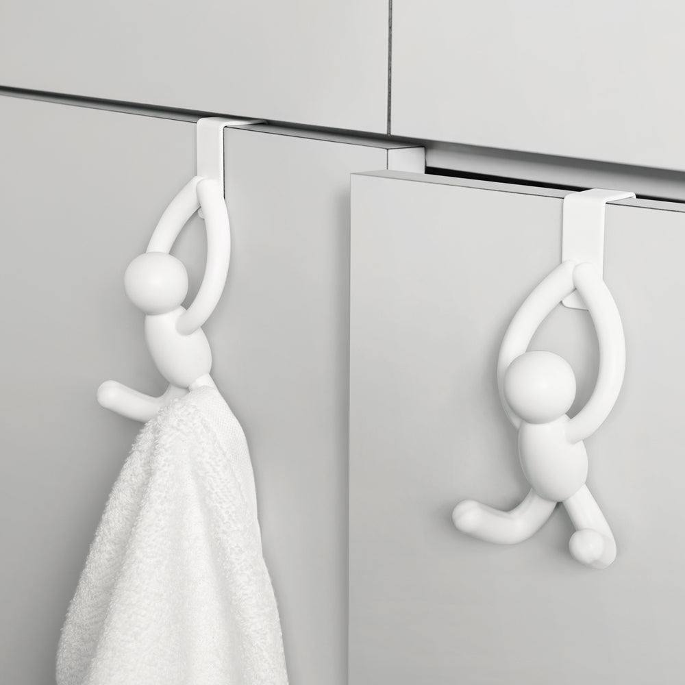 Umbra Buddy Over the Cabinet Hook Set of 2 White Modern Quests