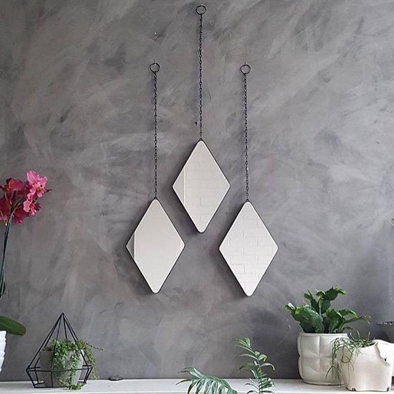 Set 3 Specchi Romboidali Umbra Dima In Rame - Decorativi Con Catenelle, Per Interni - Foto 9