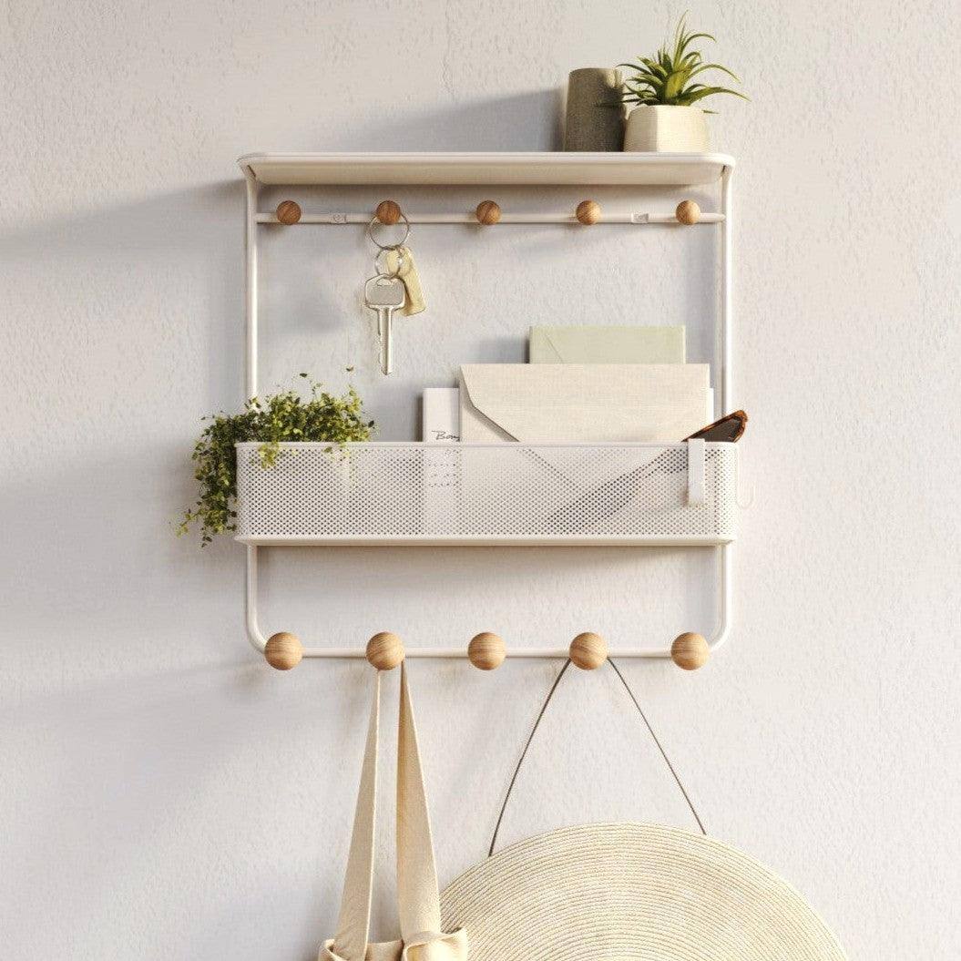Umbra Estique Wall Shelf With Hooks - White – Modern Quests