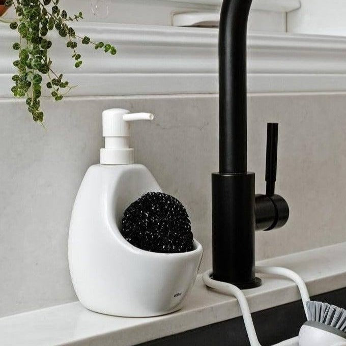 Umbra Joey Kitchen Soap Pump with Scrub - White